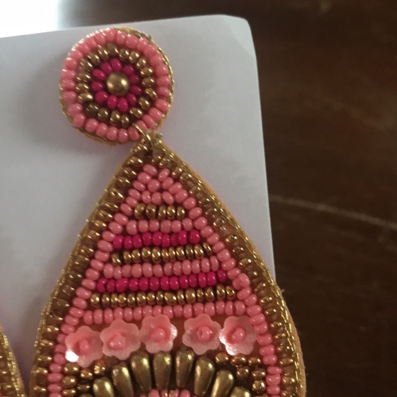 Pink Boho Seed Bead Earrings - Picture 6 of 10